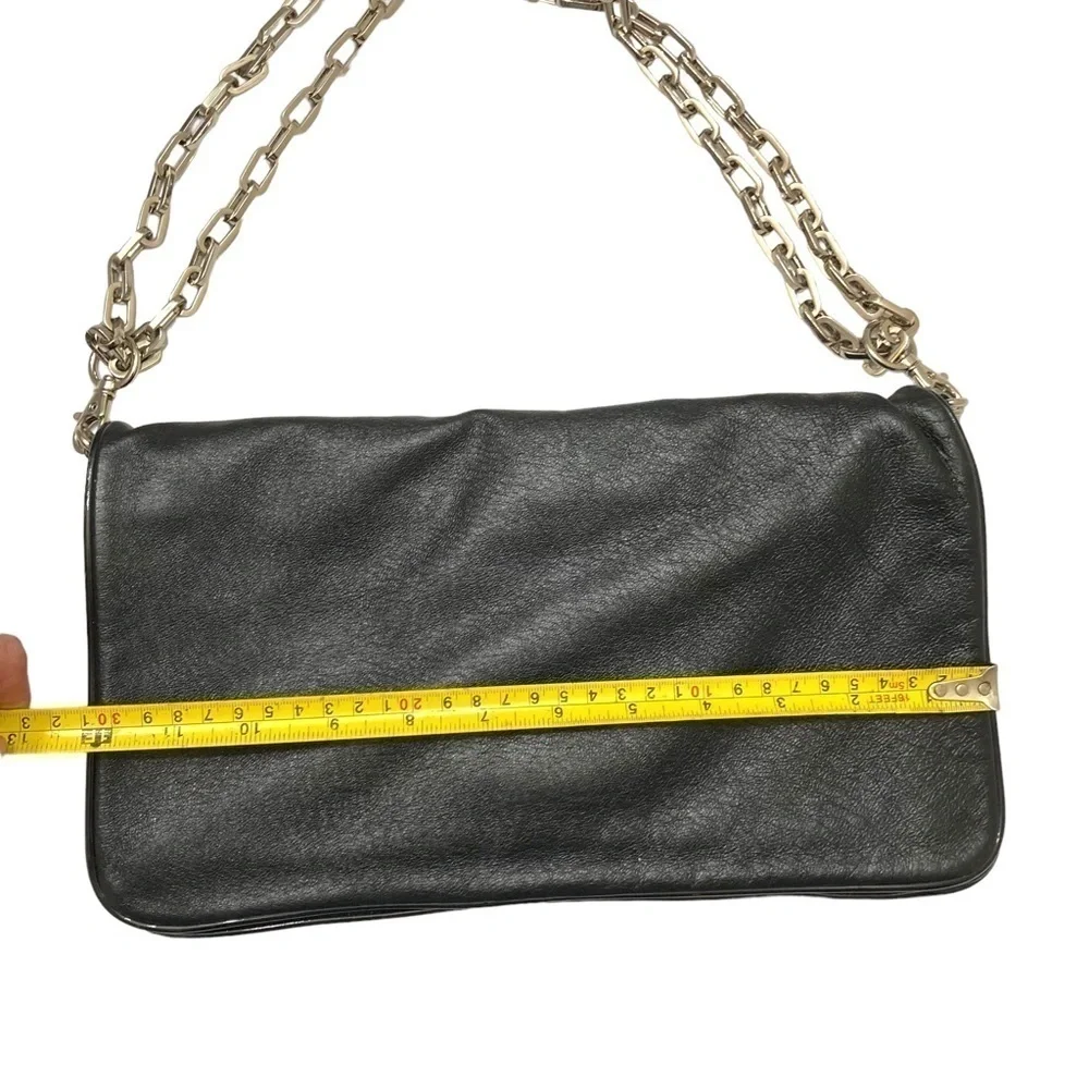 Tory Burch black leather logo convertible clutch bag